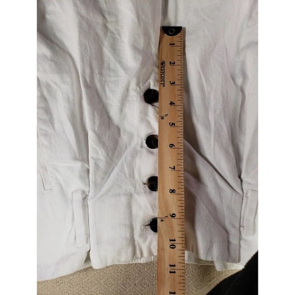 H&M Pants Womens 4 White Visible 4-Buttons High-Waist Pleated Paper Bag Trousers - Picture 6 of 11